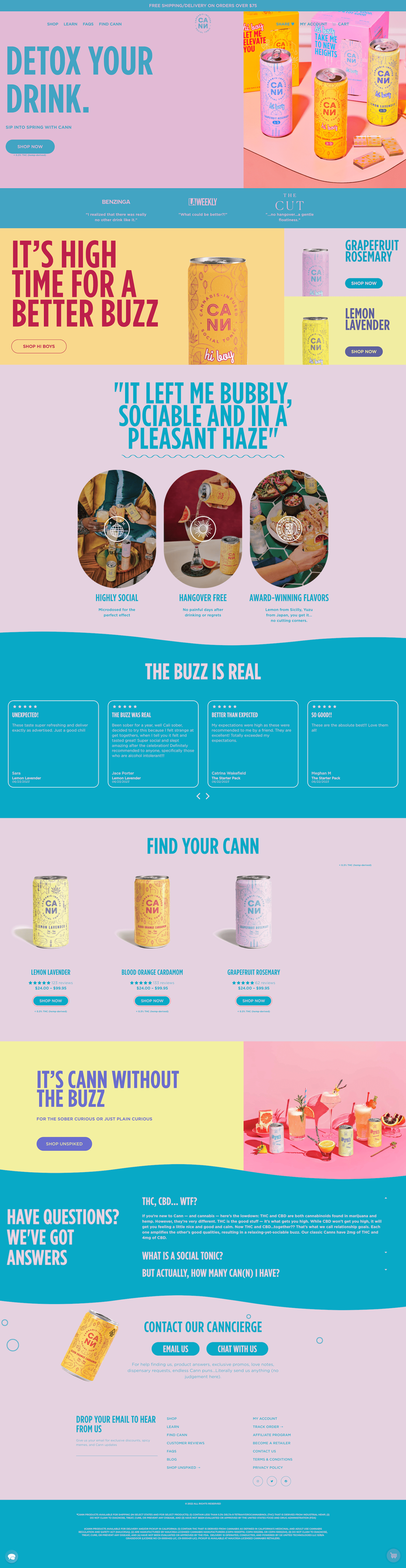 Cann Cannabis Drink ecommerce full website design.