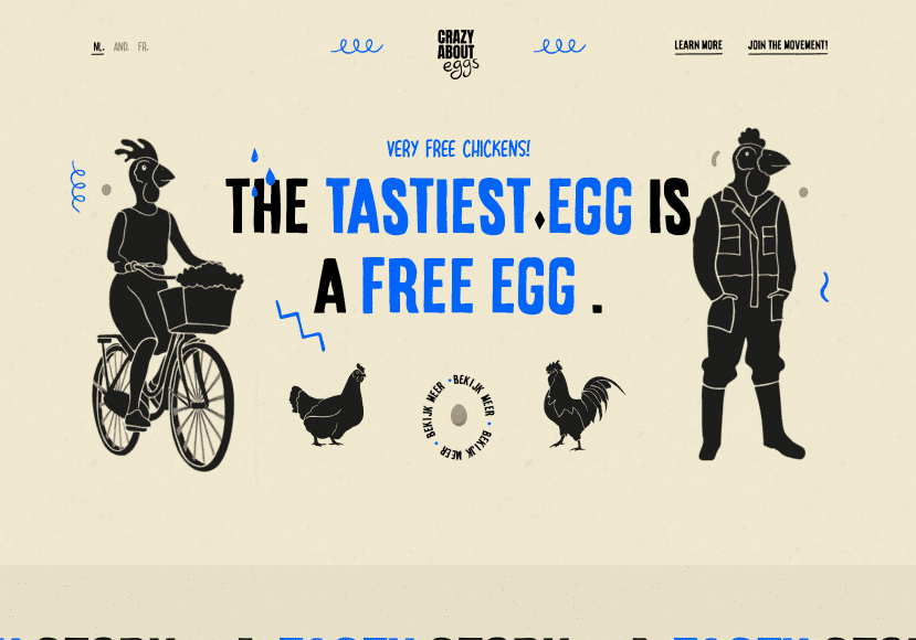 Crazy About Eggs ecommerce header website design.