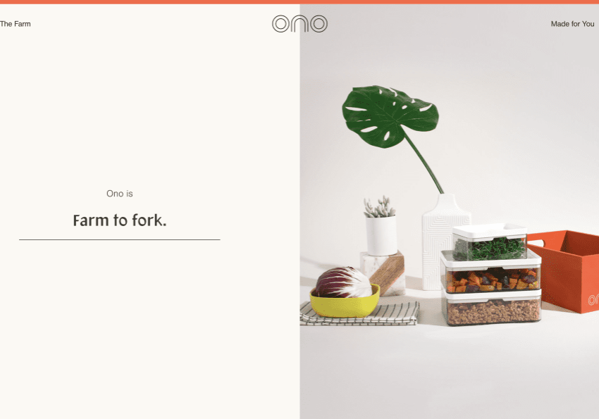 Ono ecommerce food delivery site header